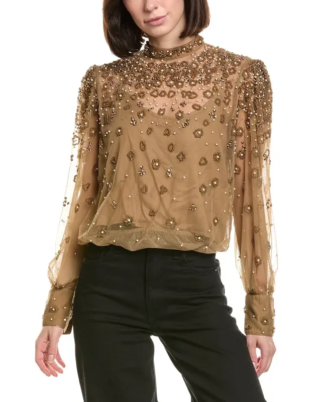 Embroidered Tulle Bubble Blouse