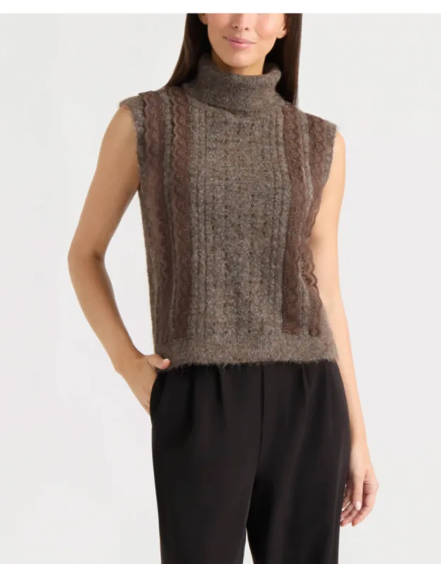 Sleeveless Turtleneck Sweater Top