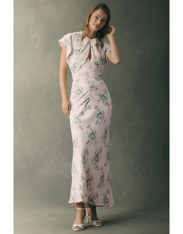 Flutter-sleeve Maxi Dress