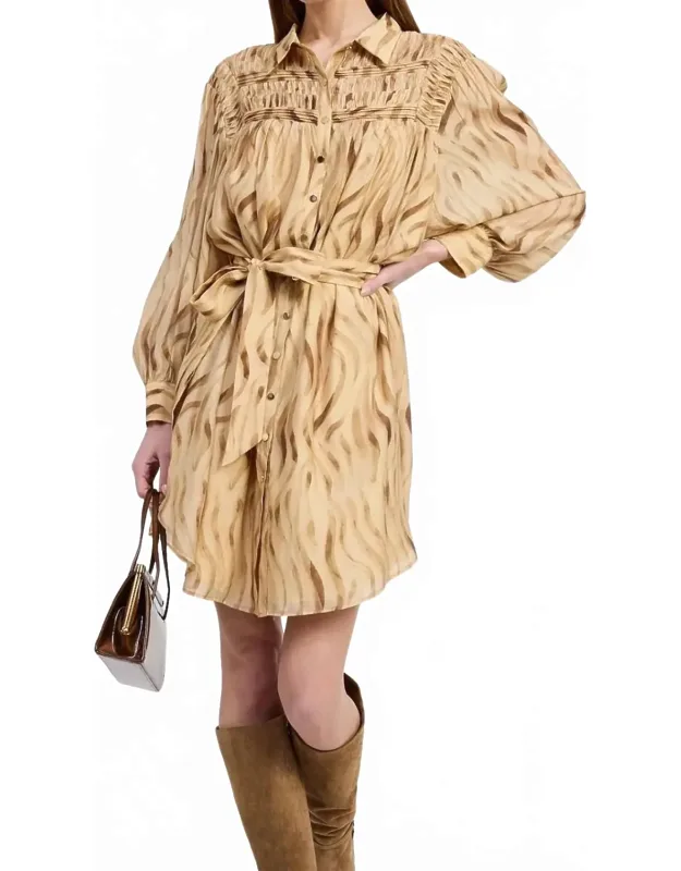 Avayah Mini Dress With Long Sleeve And Animal Pattern