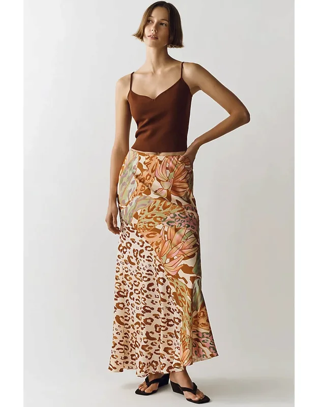 Mixed Print Slip Skirt