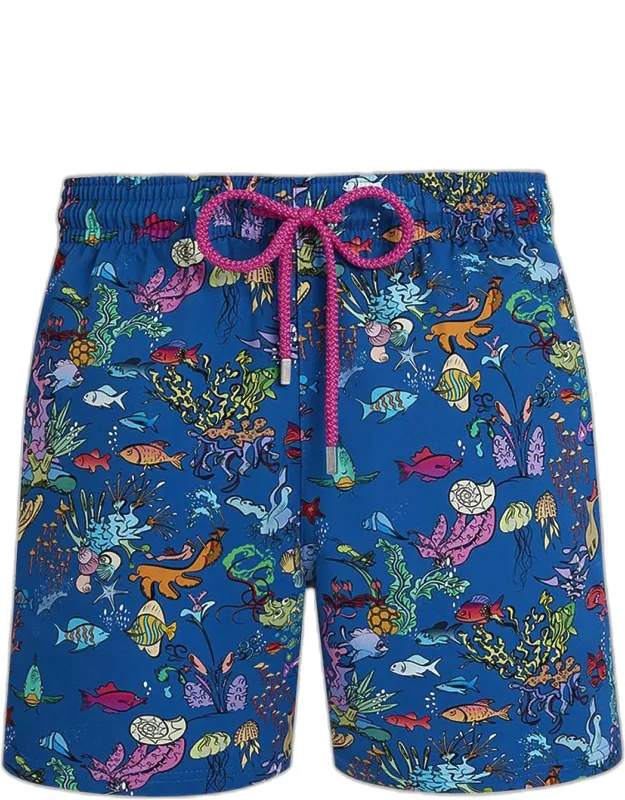 Stretch Aquarium-print Swim Trunks