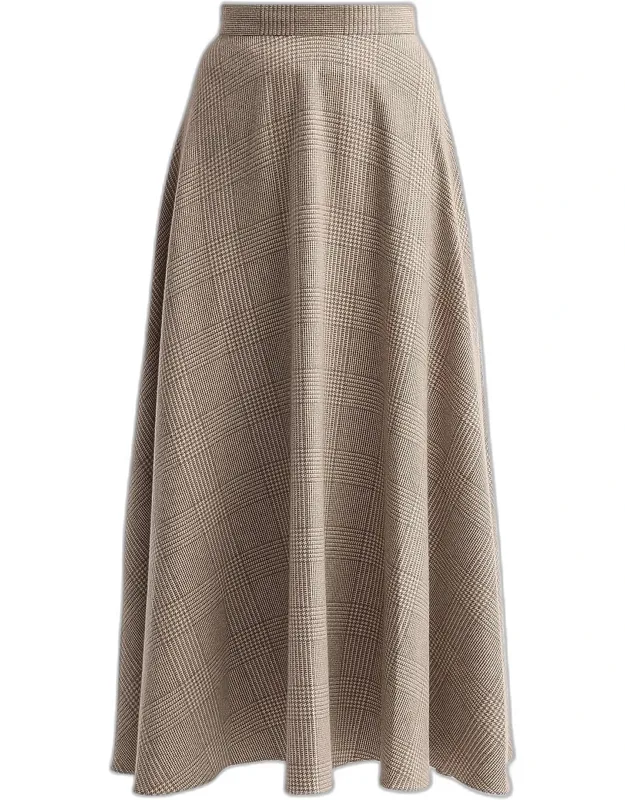 Glen Plaid Wool-cashmere Tailored Midi Skirt
