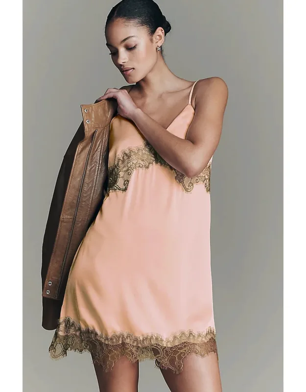 Lace-trim Mini Slip Dress