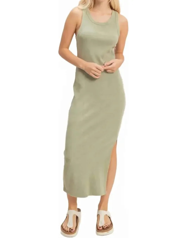 Acid Washed Ribbed Midi Tank Dress