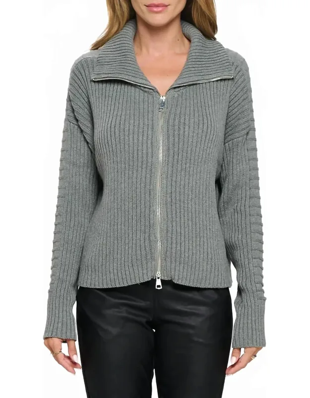 Cotton Rib Zip Sweater