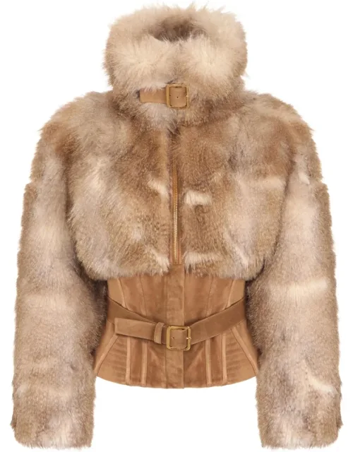 Fur-effect Bustier Jacket