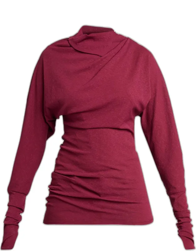 Gauze Draped Long-sleeve Top