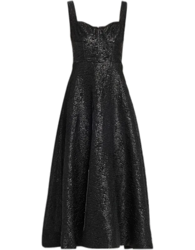 Sweetheart Organza Jacquard Midi Dress