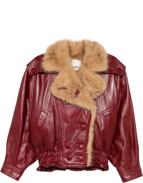Shearling-trim Leather Jacket