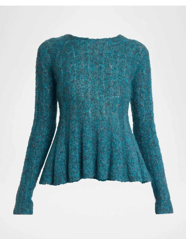 Joelle Mohair Cable Knit Peplum Sweater