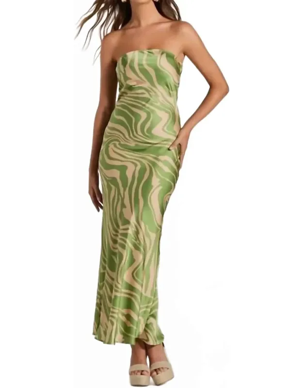 Swirl Strapless Maxi Dress