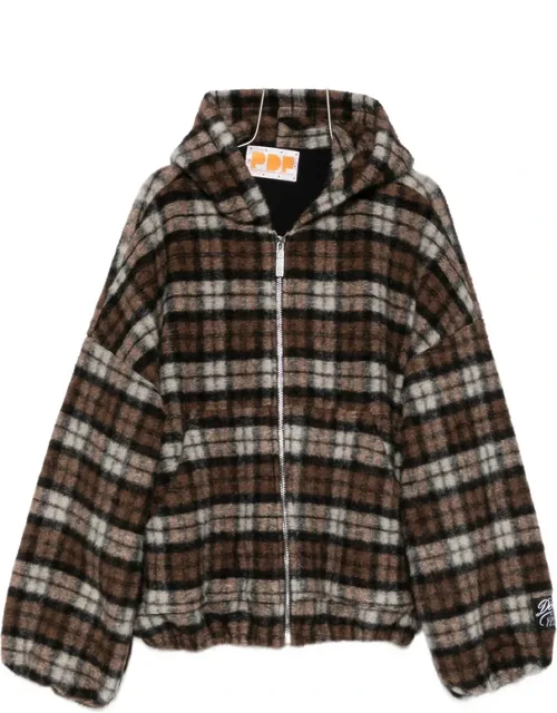 Check-pattern Zip-up Hoodie