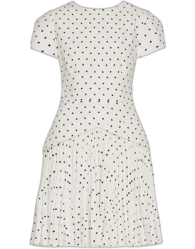 Pleated Polka Dot Mini Dress