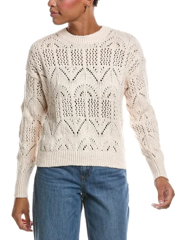 Boxy Pointelle Crewneck Sweater