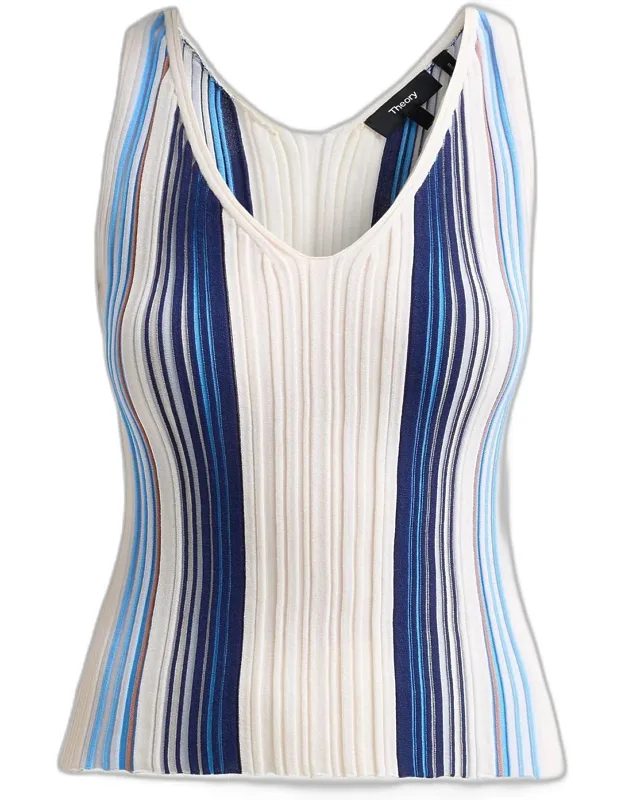 Textured Stripe Scoopneck Tank
