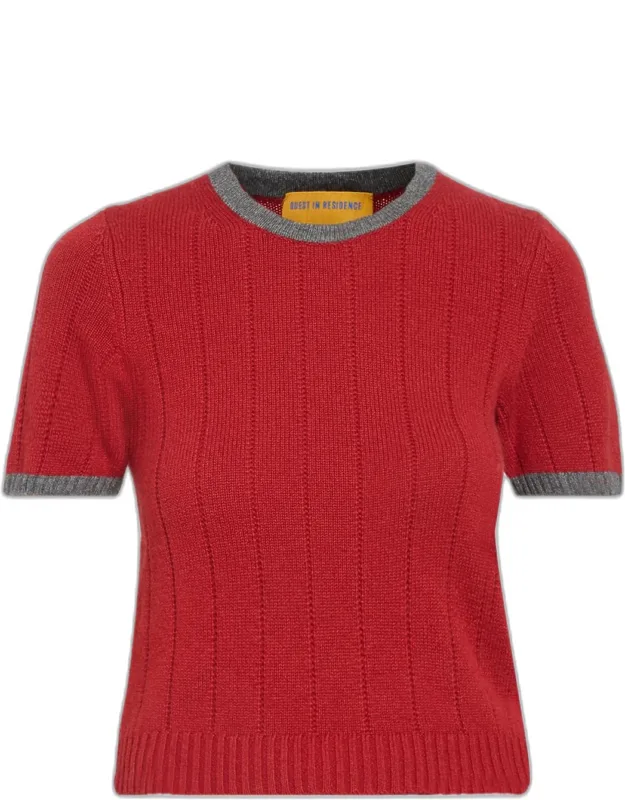 Rib-knit Cashmere Ringer Tee