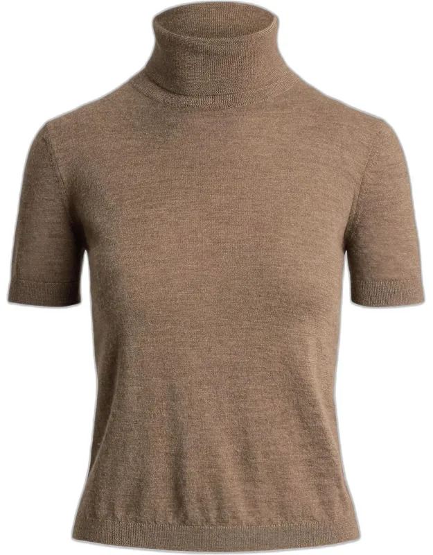 Turtleneck Short-sleeve Cashmere Sweater