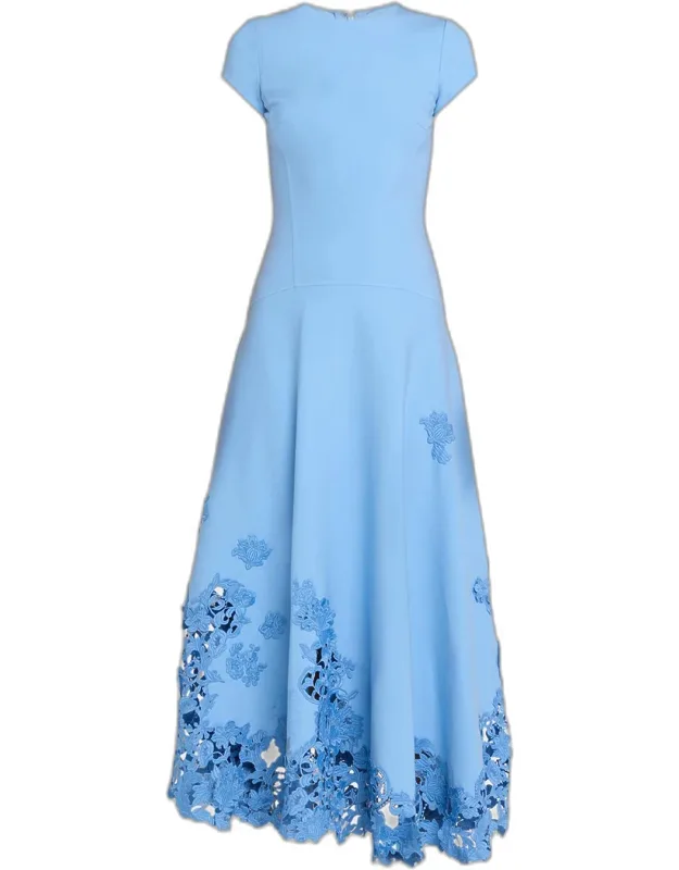 Botanical Guipure Inset Ankle Dress