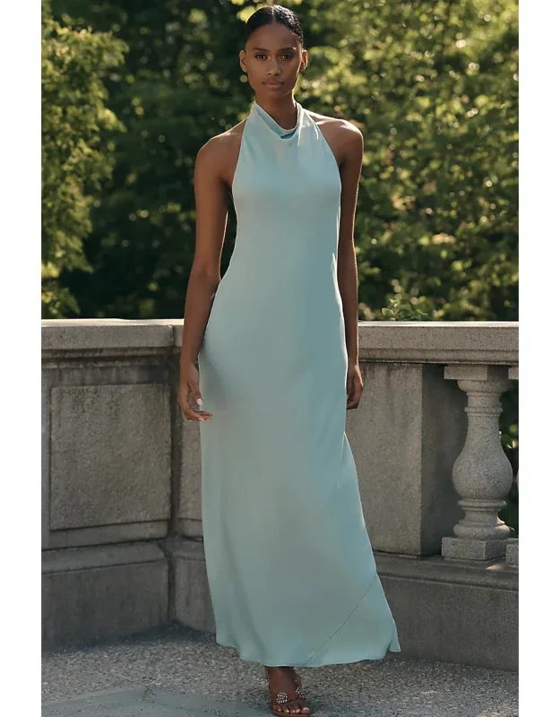 Satin Halter Maxi Dress
