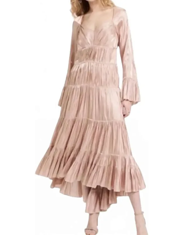 Metallic Satin High-low Dress