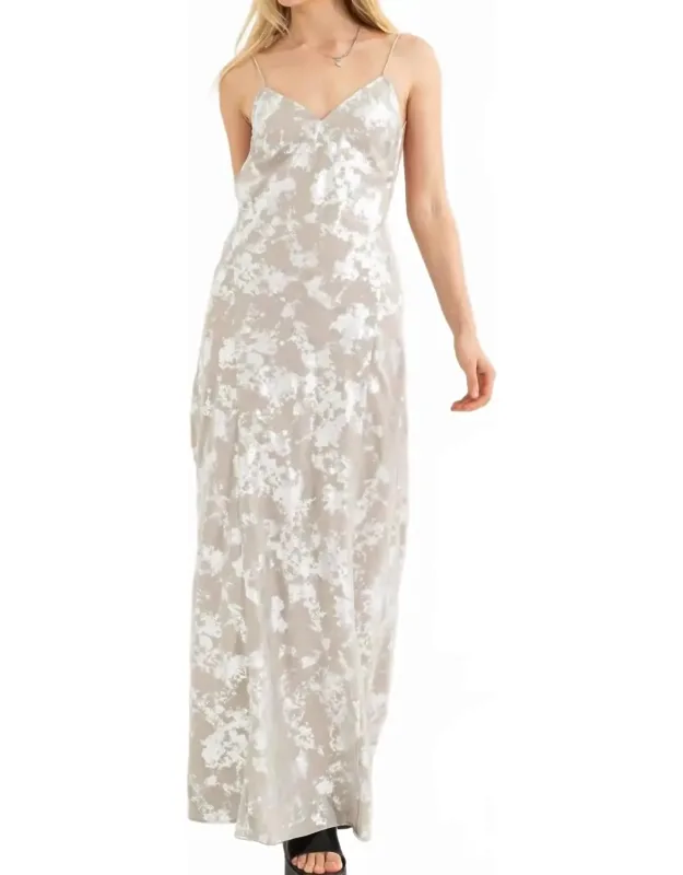 Foil Print Maxi Slip Dress