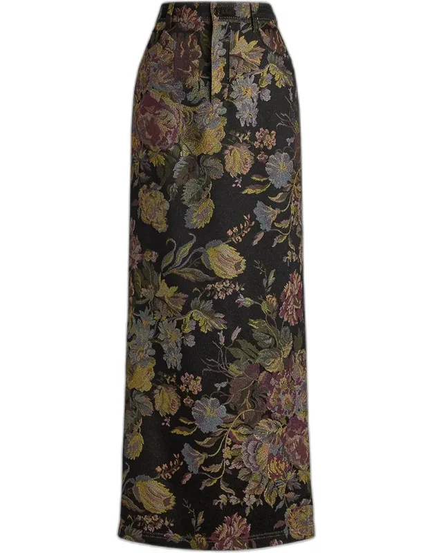 Floral Jacquard Maxi Skirt