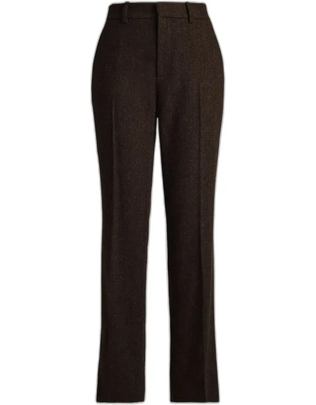 Wool Herringbone Slim-leg Pants