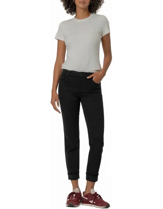 Mid Rise Crop Straight Leg Jeans