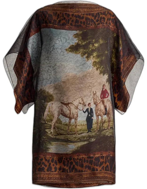 Printed Mulberry Silk Mini Shift Dress