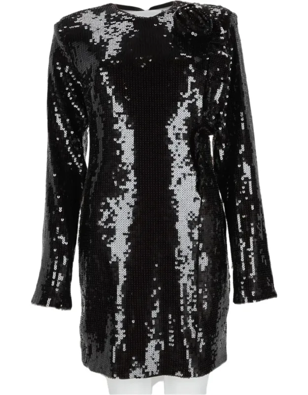Fitted Mini Dress With Sequin Detailing And Bow Accent