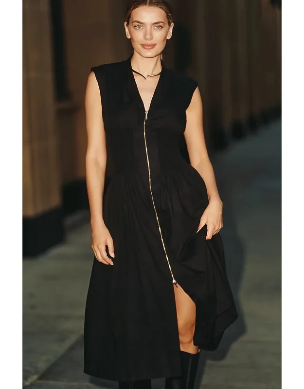 Tommie Zip-front Midi Dress