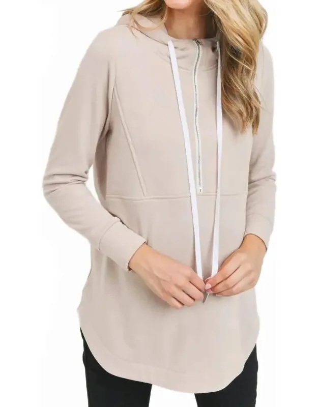 French Terry Half-zip Nursing Hoodie