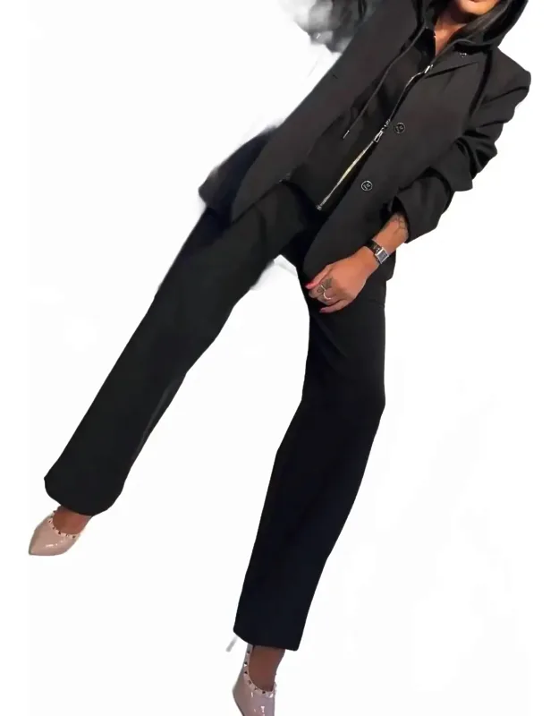 Two-piece Suit With Hooded Blazer