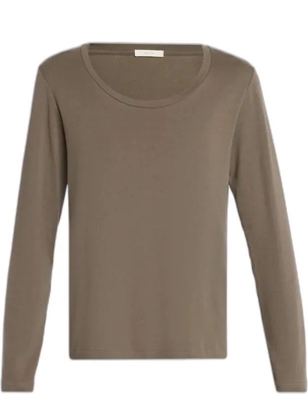 Scoop-neck Cotton Jersey Long-sleeve T-shirt