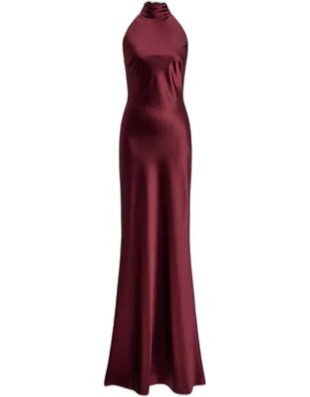 Chilton Satin Halter Evening Dress