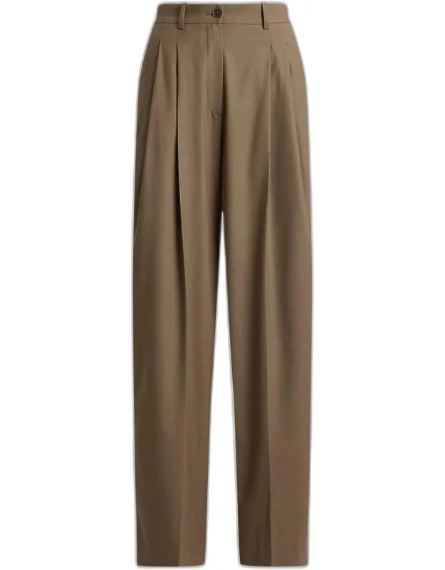 Wool-blend Pleated Wide-leg Pants