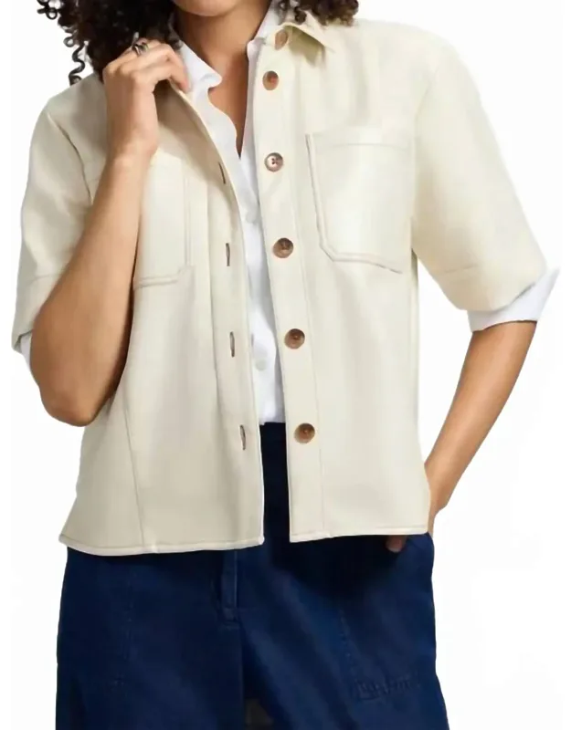 Demi Vegan Leather Elbow Sleeve Shirt Jacket