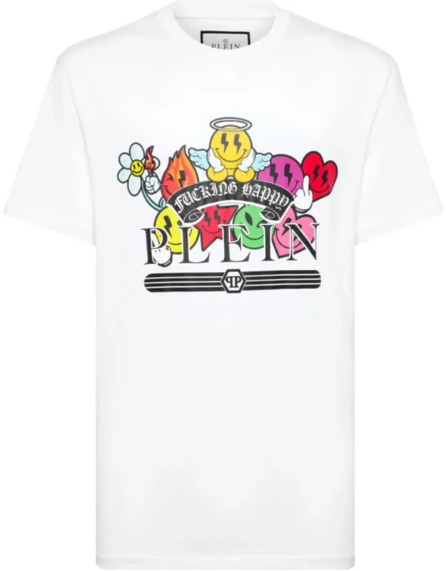 T-shirt Round Neck Ss - Cotton Jersey, Pattern Print On The Front