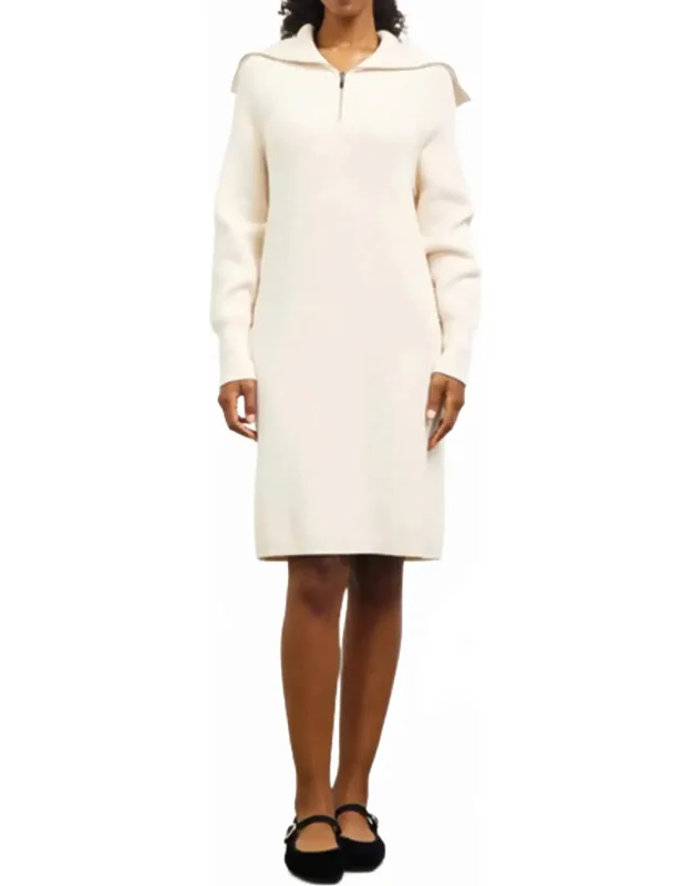 Zip-up Mock Neck Sweater Dress