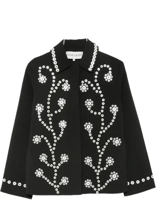 Eyelet-embellished Floral-motif Jacket