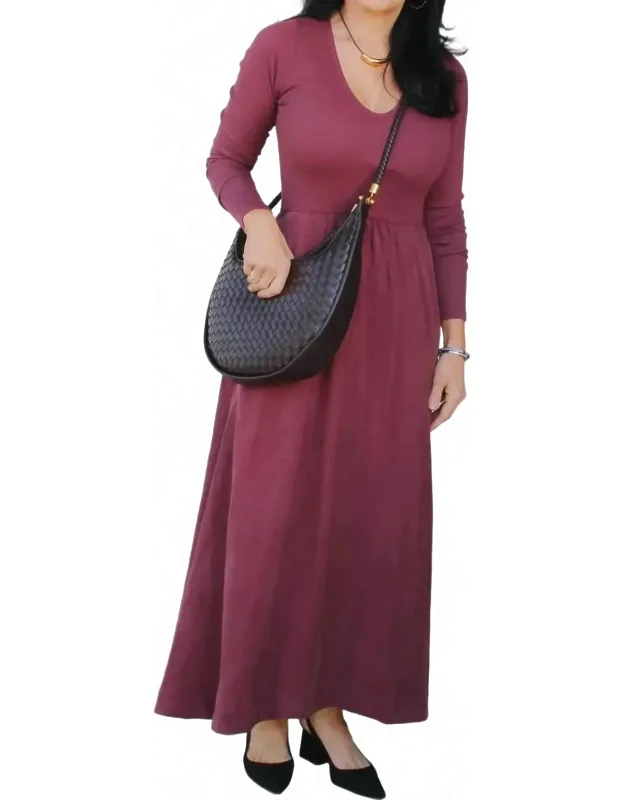 Long Sleeve Mixed Rib Dress