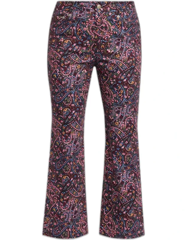 Paisley Denim Kick Flare Pants
