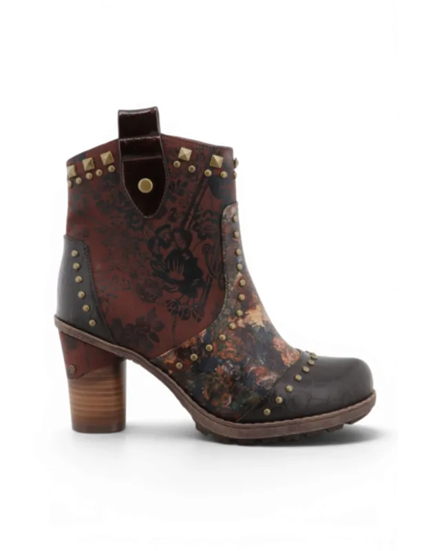 Floral Heeled Ankle Boots