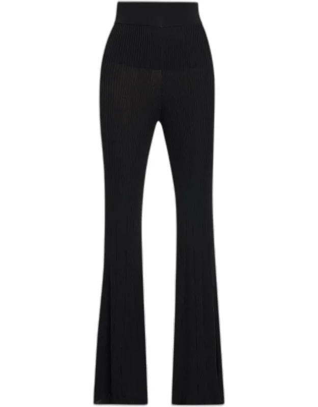 Rib-knit Flare Pants