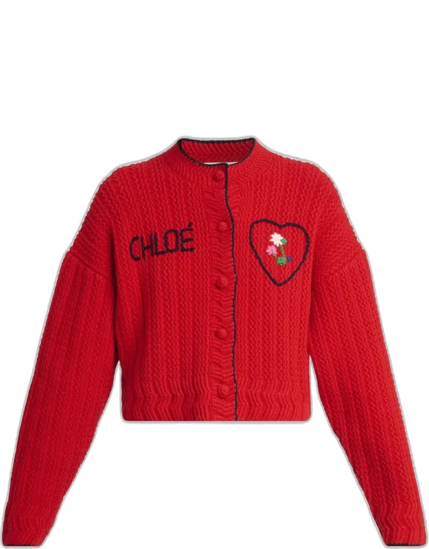 Heart Logo Wool-cashmere Cardigan