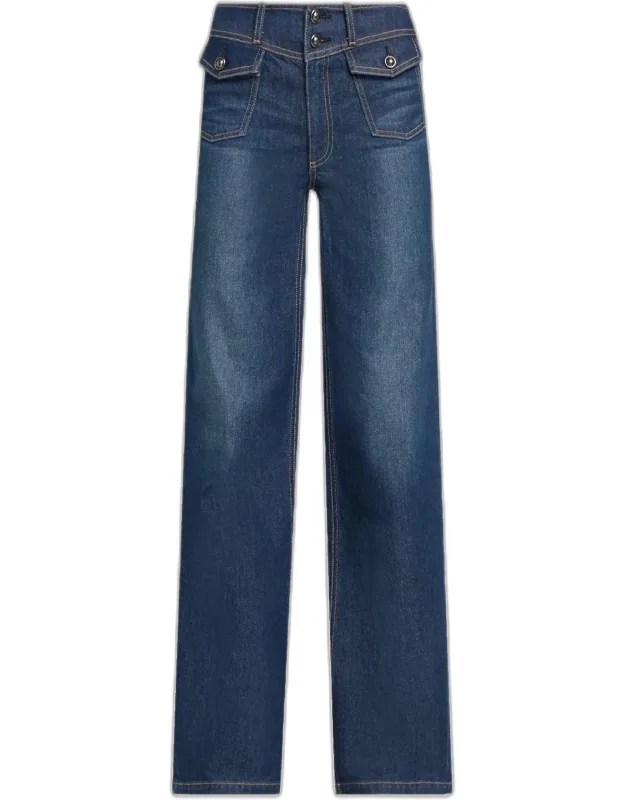 Ciara High-rise Wide-leg Jeans With Double-button Detailing And Floor-grazing Silhouette