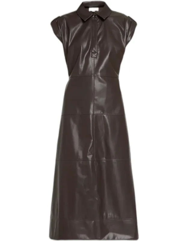 Faux-leather Midi Dress