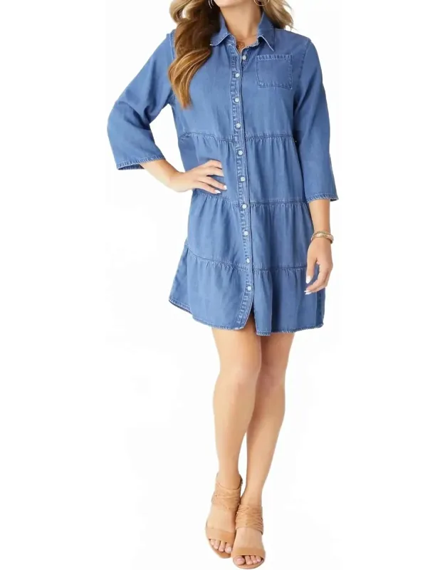 Tiered Chambray Dress