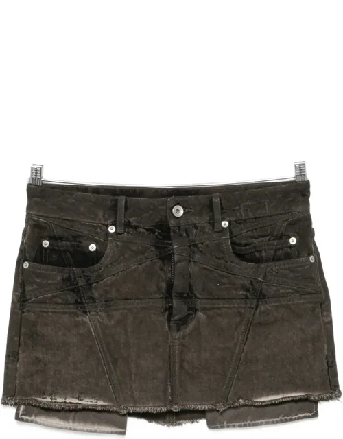 Faded Frayed-hem Mini Skirt